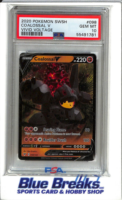 2020 Pokemon - Sword and Shield - Illustration Rare Holo - Coalossal V - #098-185 - drop