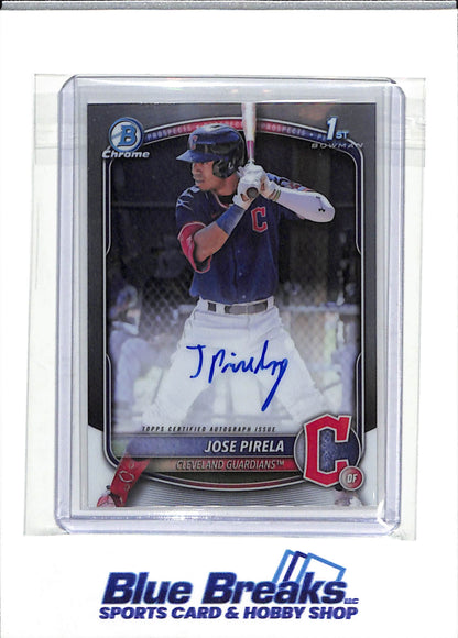 2025 Topps - Bowman Chrome - 1st - Silver Foil - Auto - Jose Pirela - Baseball - Guardians - drop