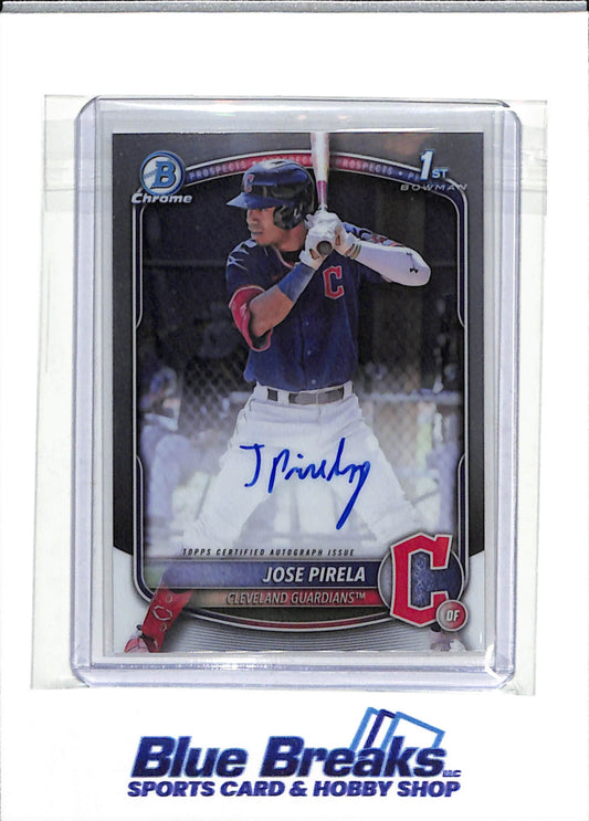 2025 Topps - Bowman Chrome - 1st - Silver Foil - Auto - Jose Pirela - Baseball - Guardians - drop