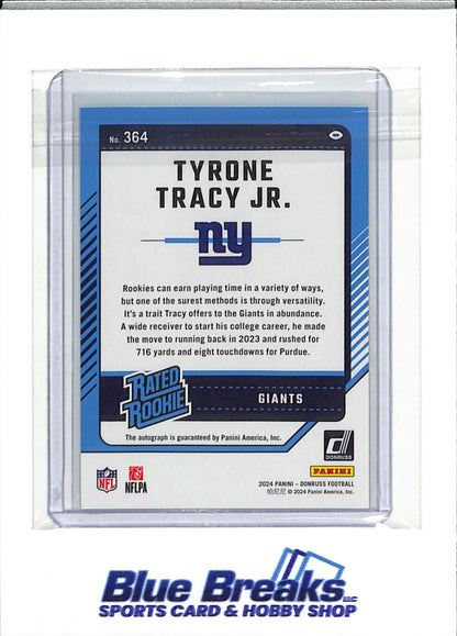 2024 Panini - Donruss - Rated Rookie - Auto - Tyrone Tracy Jr. - #364 - Football - Giants - drop