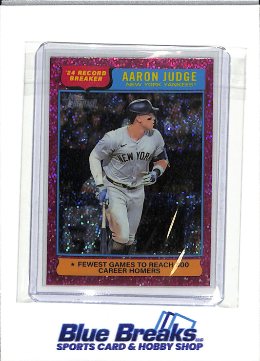 2025 Topps - Heritage - Record Breaker - Pink Sparkle - Aaron Judge - #3 - Baseball - Yankees - drop