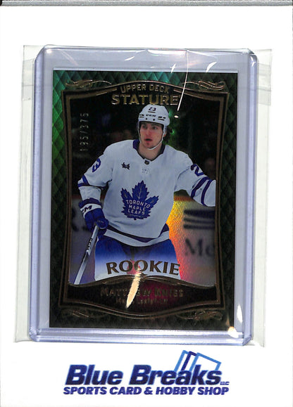 2023-24 Upper Deck - Stature Rookie - Green - Matthew Knies - 195/375 - #42 - Ice Hockey - Maple Leafs - drop
