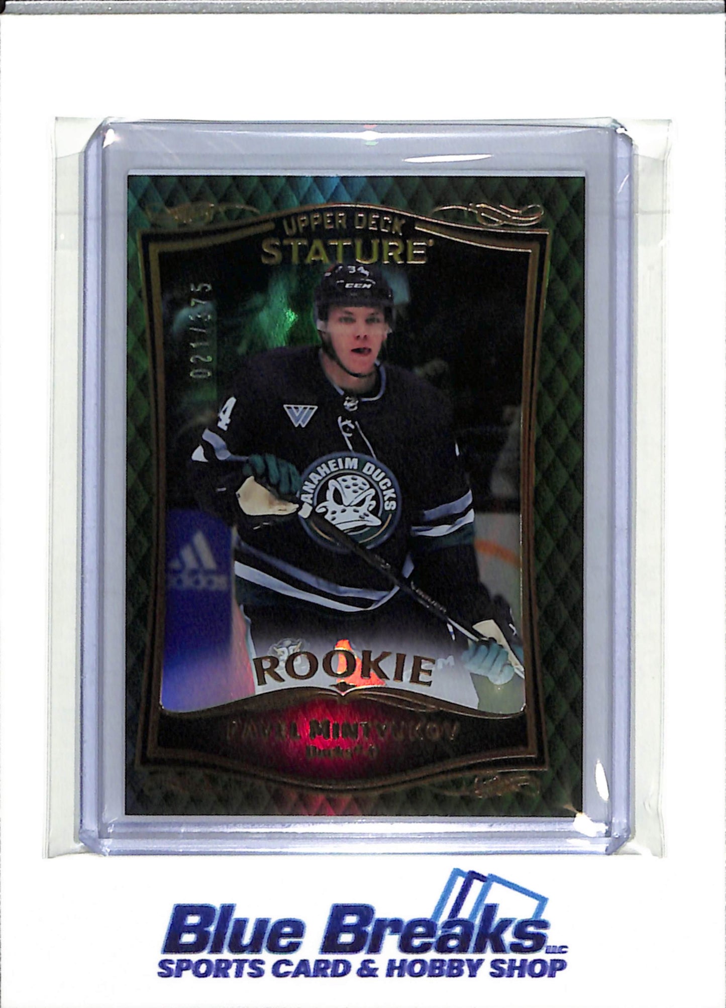 2023-24 Upper Deck - Stature Rookie - Green Foil - Pavel Mintyukov - 021/375 - #49 - Ice Hockey - Ducks - drop