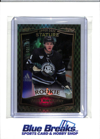 2023-24 Upper Deck - Stature Rookie - Green Foil - Pavel Mintyukov - 021/375 - #49 - Ice Hockey - Ducks - drop