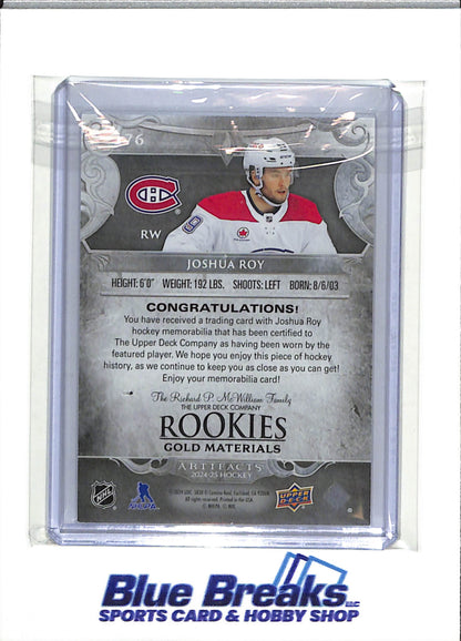 2024 Upper Deck - Artifacts - Rookies - Joshua Roy - 009/499 - #176 - Ice Hockey - Canadiens - drop