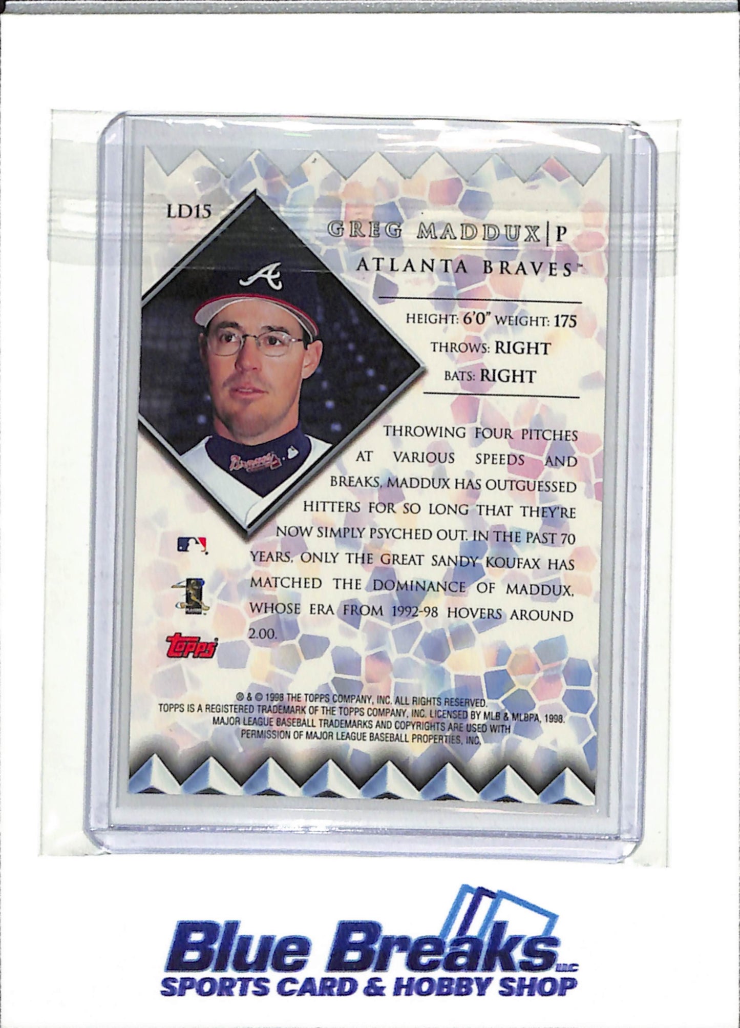 1998 Topps - Lords of the Diamonds - Die-Cut - Silver Refractor - Greg Maddux - #LD15 - Baseball - Braves - drop