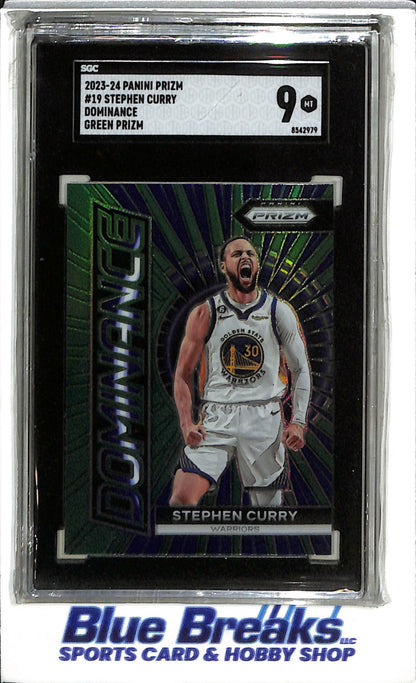 2023-24 Panini - Prizm - Dominance - Green Prizm - Stephen Curry - SGC9 - #19 - Basketball - Golden State Warriors - drop