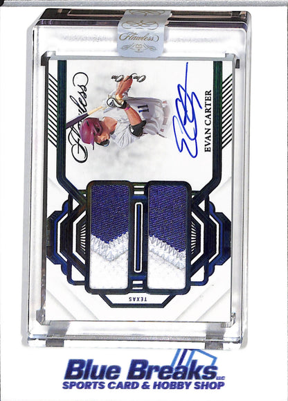 2023 Panini - Flawless - Relic Auto - Evan Carter - 1/1 - #RDS-EC - Baseball - Rangers - drop