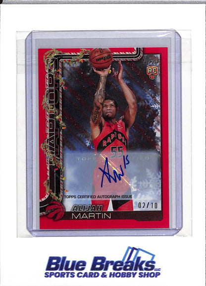 2025 Topps - Rookie Card - Red Christmas - Alijah Martin - 02/10 - H199 - Basketball - Raptors - drop