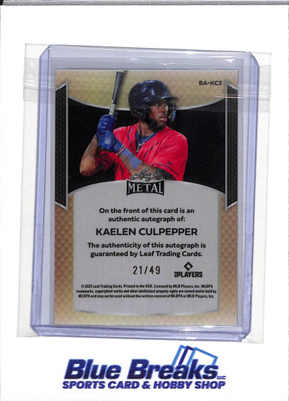 2025 Leaf Metal - Silver - Auto - Kaelen Culpepper - 21/49 - #BA-KC3 - Baseball - Twins - drop