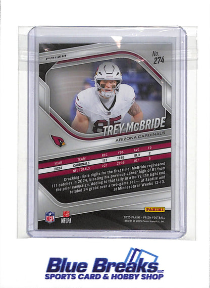 2025 Panini - Prizim - Red and Black Checker Foil - Trey McBride - #274 - Football - Cardinals - drop