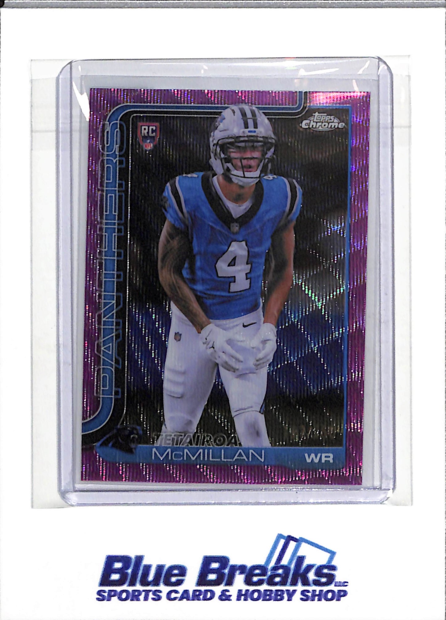 2025 Topps - Chrome - Rookie Card - Pink Ray Wave Refractor - Tetairoa McMillan - 187/250 - #326 - Football - Panthers - drop