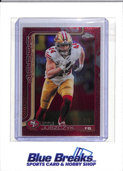 2025 Topps - Chrome - Red Football Foil - Kyle Juszczyk - 5/5 - #270 - Football - 49ers - drop