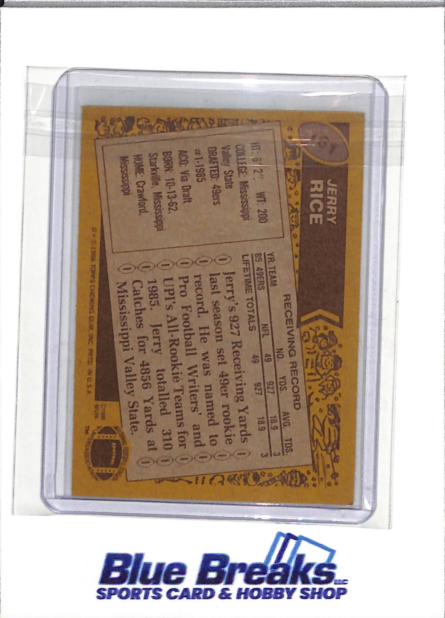 1986 Topps - Chewing Gum - Jerry Rice - #161 - Football - 49ers - drop