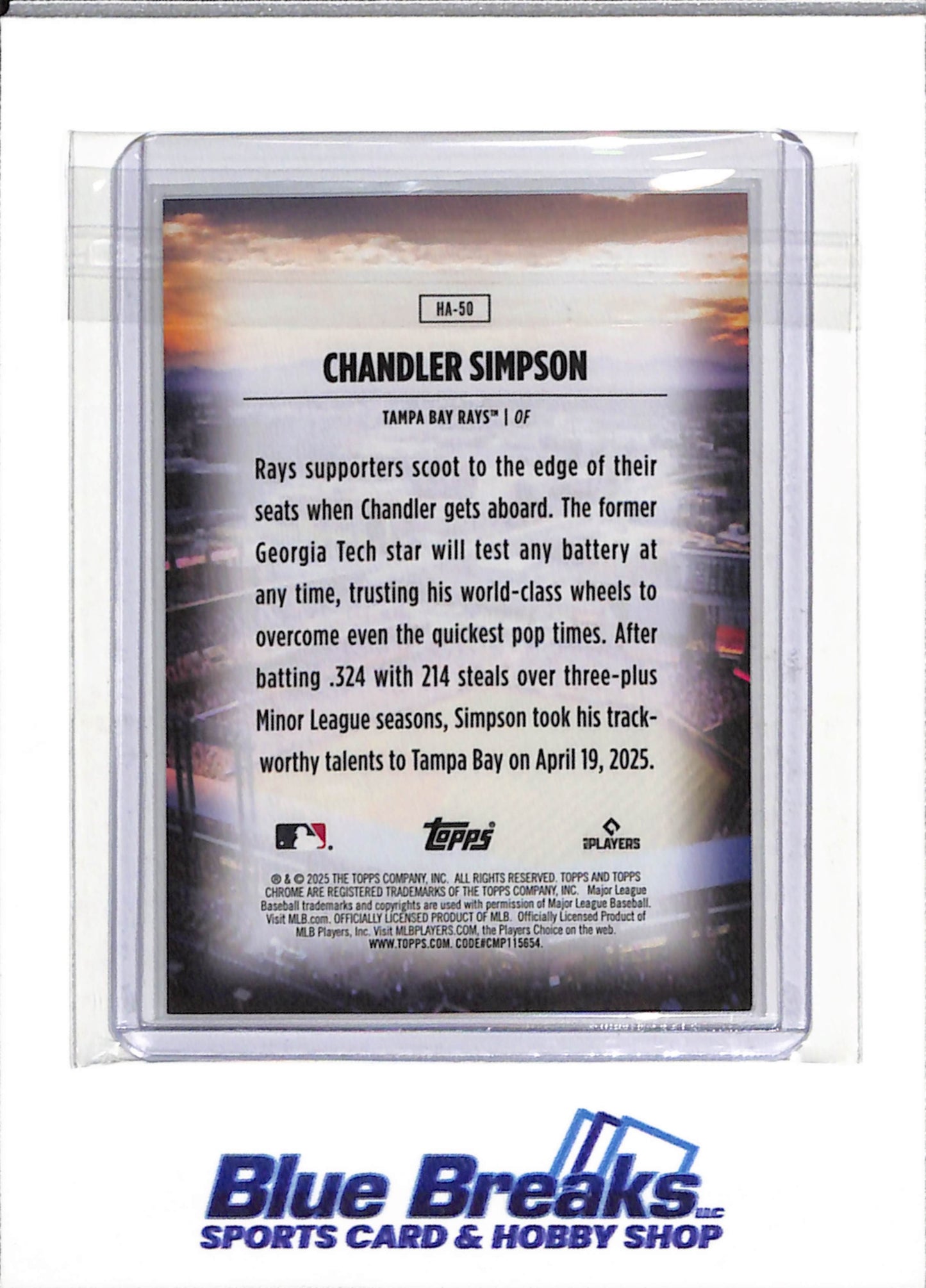 2025 Topps - Chrome - Rookie Card - Home Field Advantage - Chandler Simpson - #HA-50 - Baseball - Rays - drop