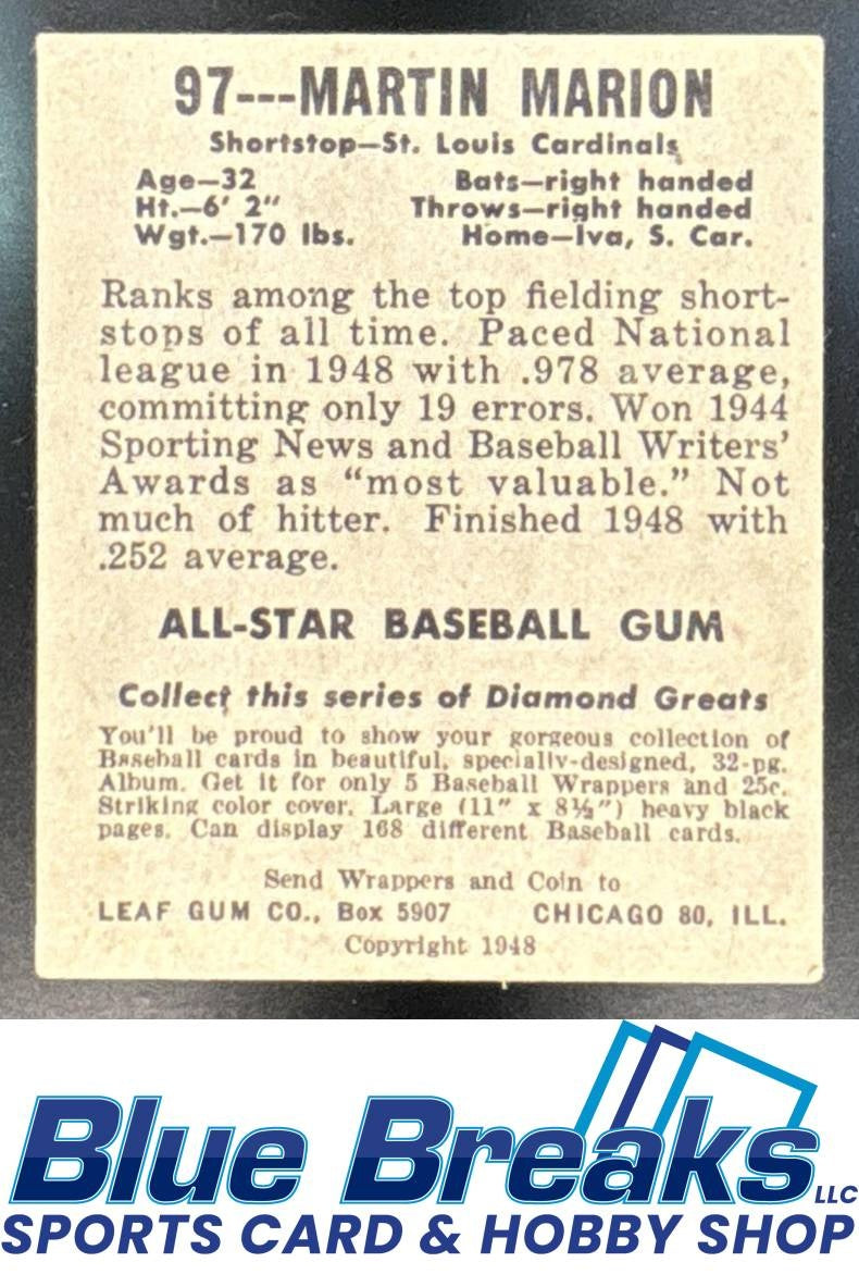 1948 Leaf Martin Marion #97 St. Louis Cardinals