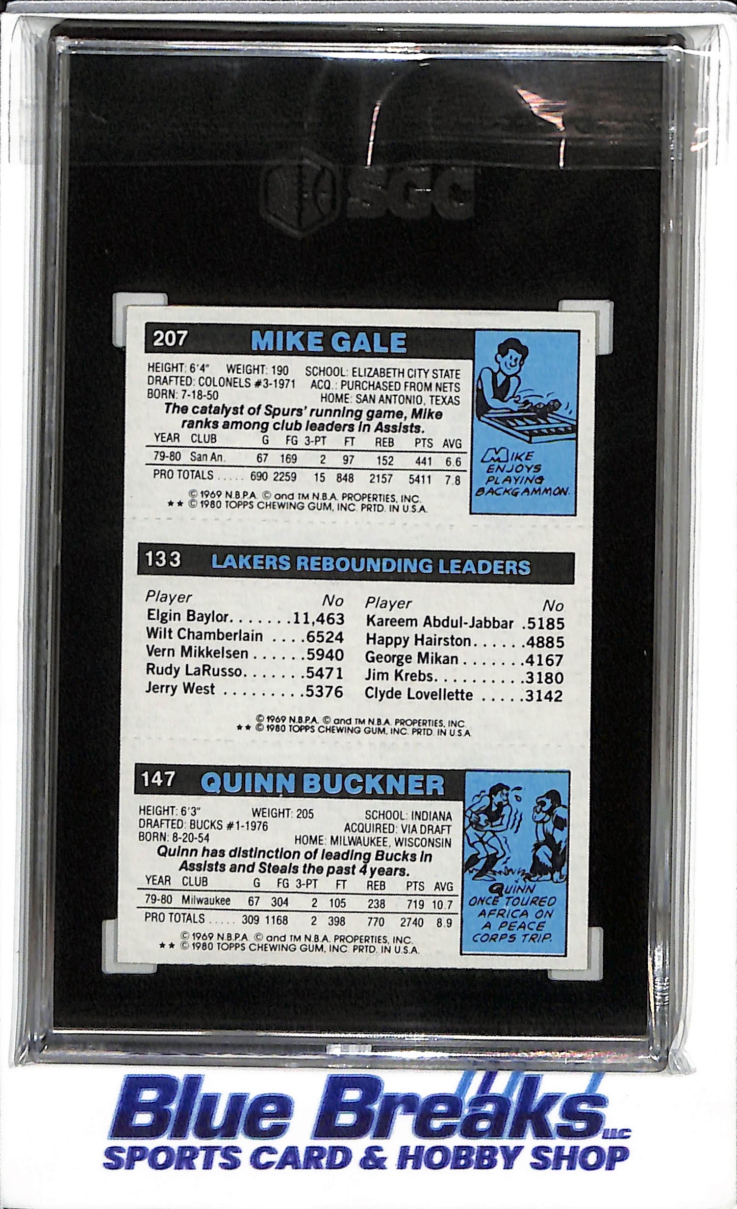 1980-81 Topps - Buckner/Abdul-Jabbar/Gale - SGC6.5 - #50 - Basketball - Bucks - Lakers - Spurs - drop
