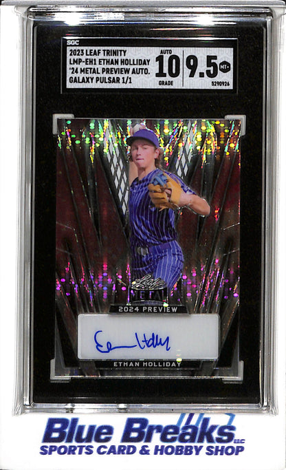 2023 Leaf - Metal - Galaxy Pulsar - 2024 Preview Auto - Ethan Holliday - SGC9.5 - 1/1 - #LMP-EH1 - Baseball - Rockies - drop