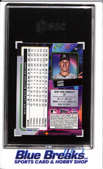 2024 Topps - Cosmic Chrome - Nucleus Refractor - Aaron Judge - SGC9 - #68 - Baseball - Yankees - drop