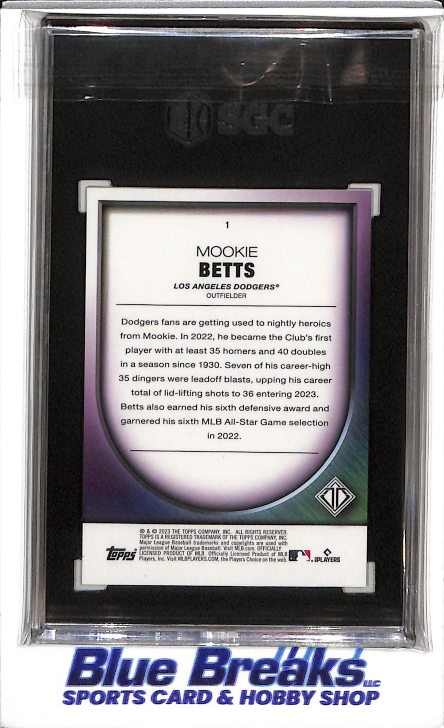 2023 Topps - Transcendent - Gold Refractor - Mookie Betts - SGC10 - 02/10 - #1 - Baseball - Dodgers - drop