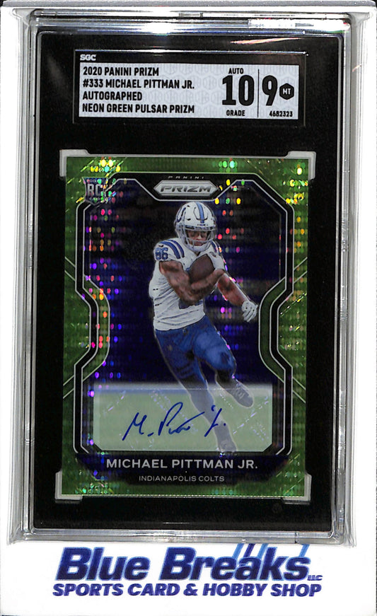 2020 Panini - Prizm - Autographed - Neon Green Pulsar Prizm - Michael Pittman Jr. - SGC9 - #333 - Football - Colts