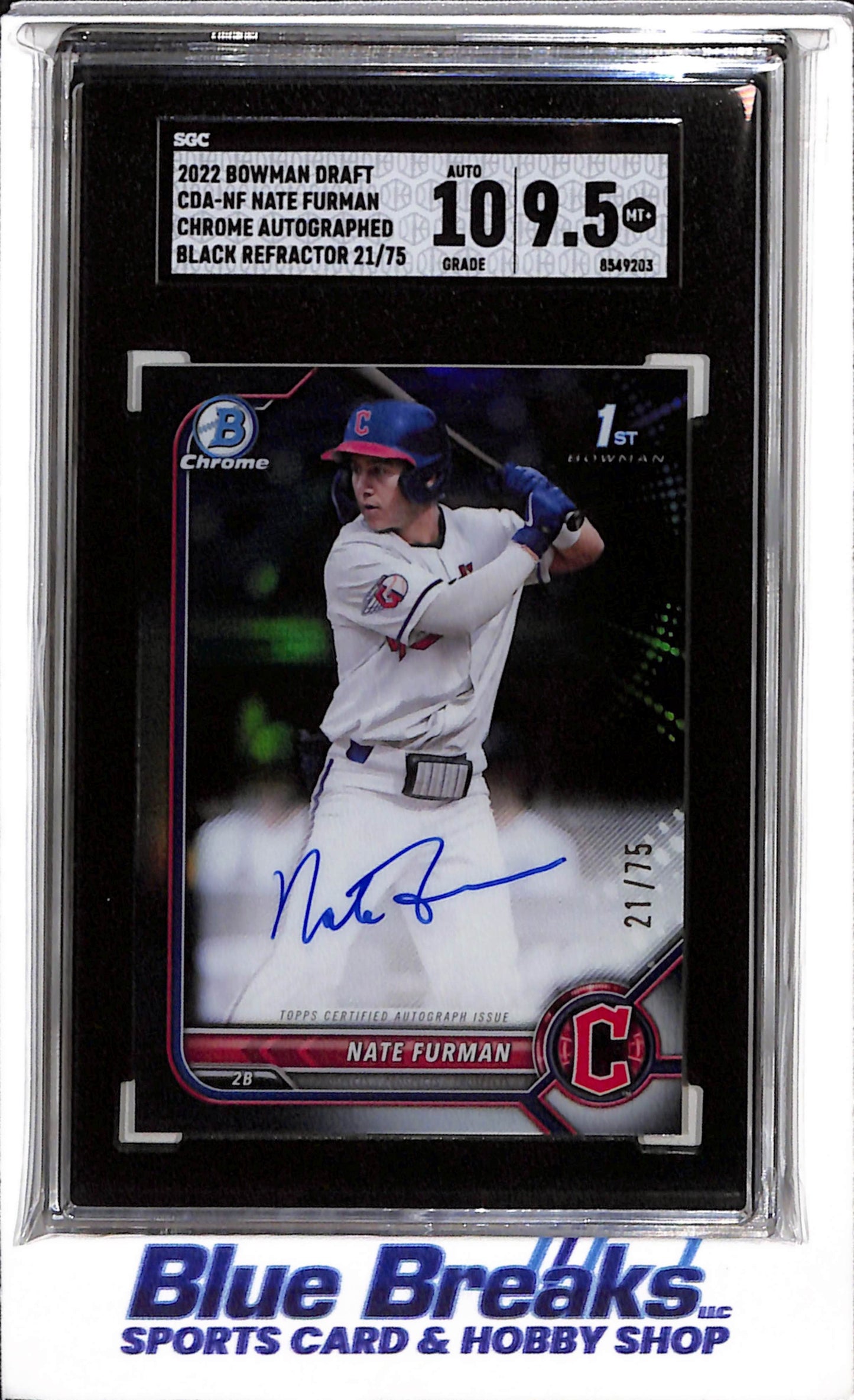2022 Topps - Bowman Draft - Chrome Autographed - Black Refractor - Nate Furman - SGC9.5 - 21/75 - #CDA-NF - Baseball - Guardians - drop
