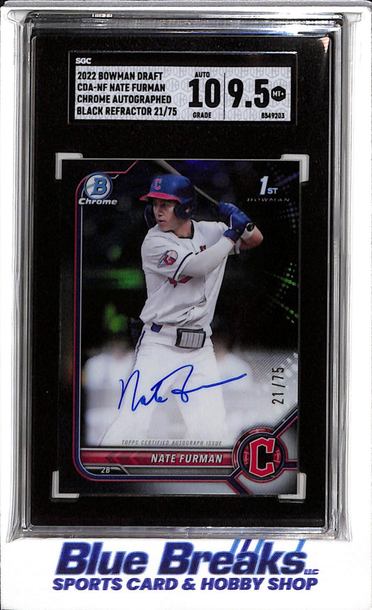 2022 Topps - Bowman Draft - Chrome Autographed - Black Refractor - Nate Furman - SGC9.5 - 21/75 - #CDA-NF - Baseball - Guardians - drop