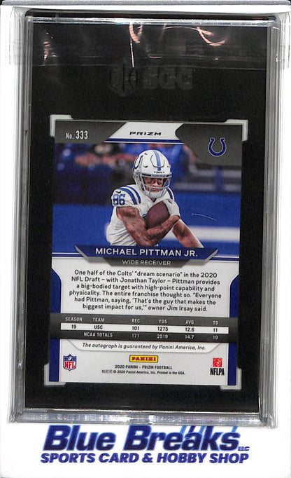 2020 Panini - Prizm - Autographed - Neon Green Pulsar Prizm - Michael Pittman Jr. - SGC9 - #333 - Football - Colts - drop
