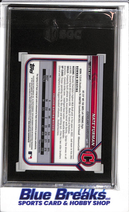 2022 Topps - Bowman Draft - Chrome Autographed - Black Refractor - Nate Furman - SGC9.5 - 21/75 - #CDA-NF - Baseball - Guardians - drop