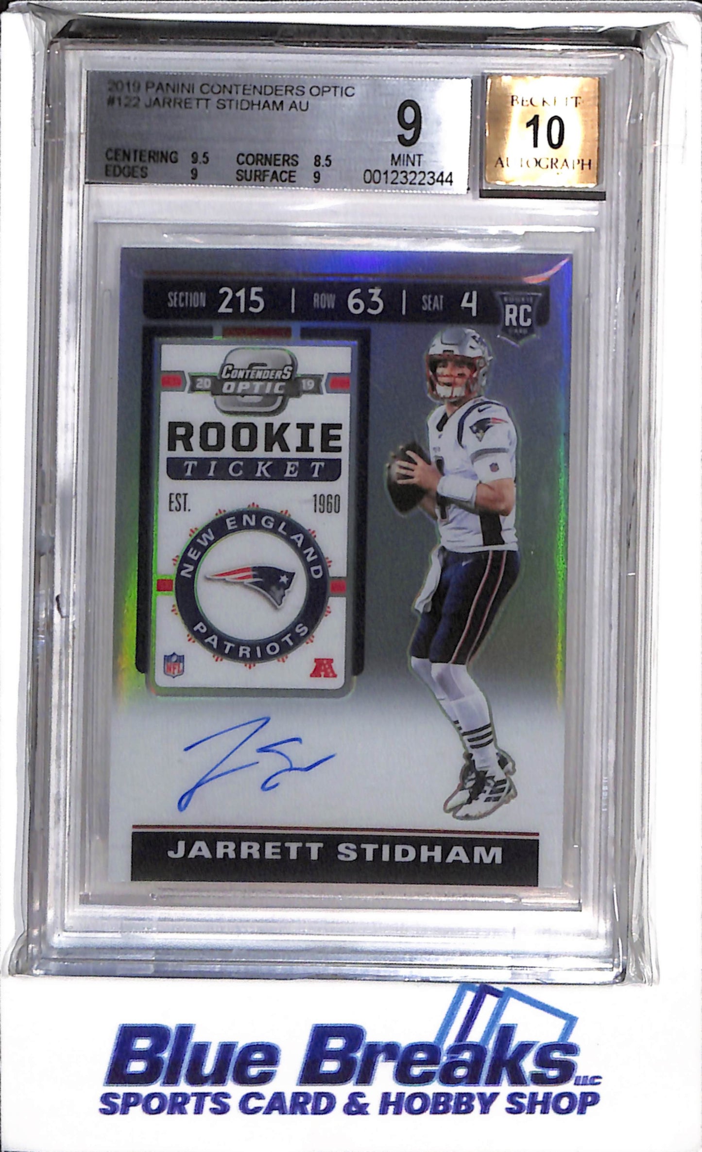 2019 Panini - Contenders - Optic - Jarrett Stidham - Beckett9 - #122 - Football - Patriots - drop
