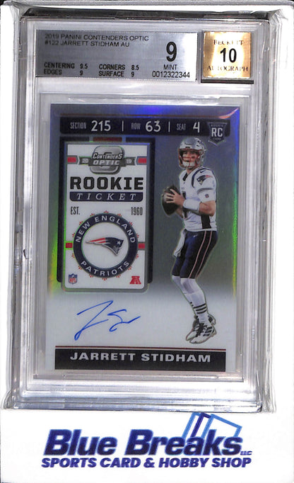 2019 Panini - Contenders - Optic - Jarrett Stidham - Beckett9 - #122 - Football - Patriots - drop
