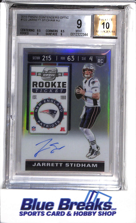 2019 Panini - Contenders - Optic - Jarrett Stidham - Beckett9 - #122 - Football - Patriots - drop