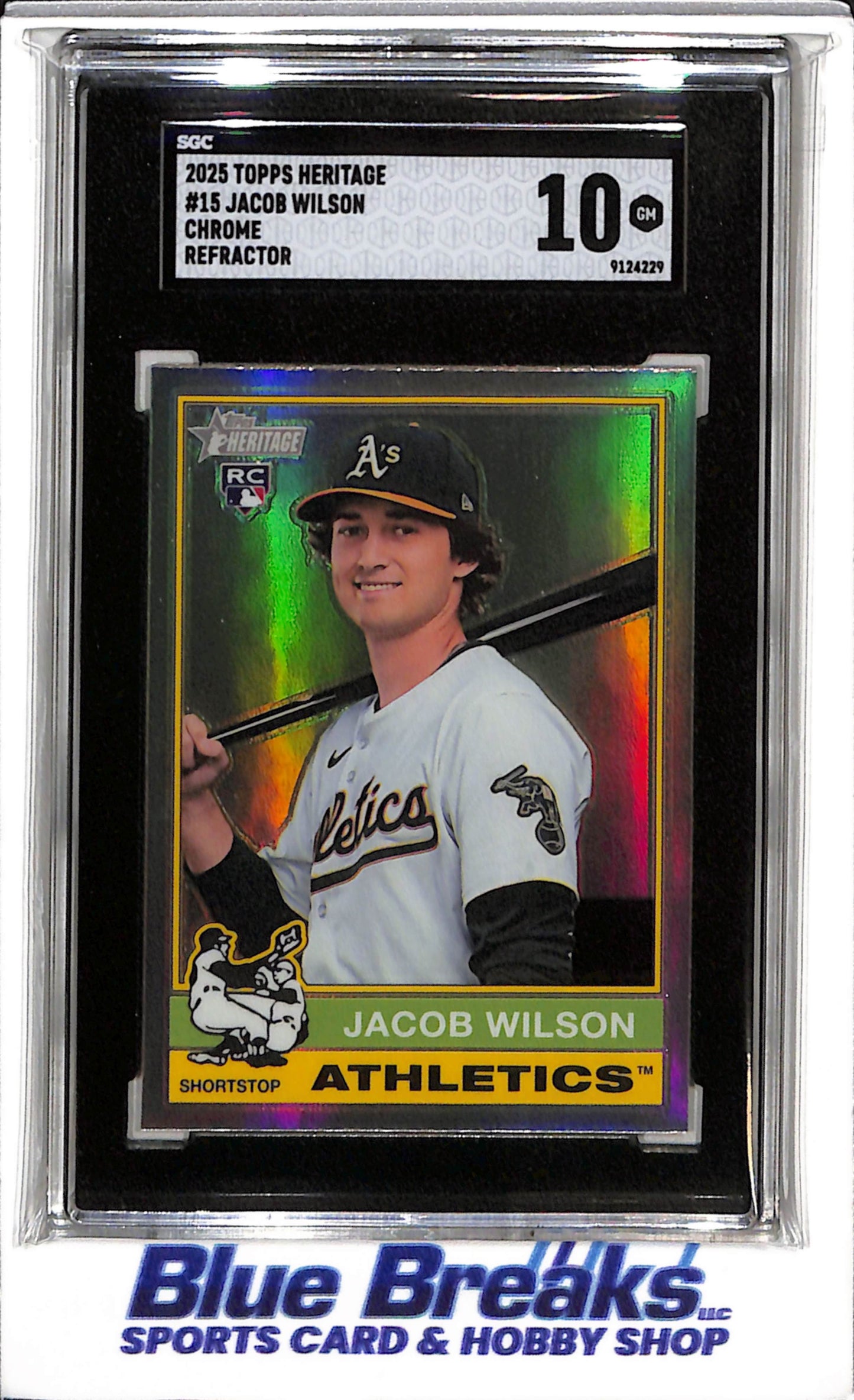 2025 Topps - Heritage - Chrome Refractor - Jacob Wilson - SGC10 - #15 - Baseball - Athletics - drop
