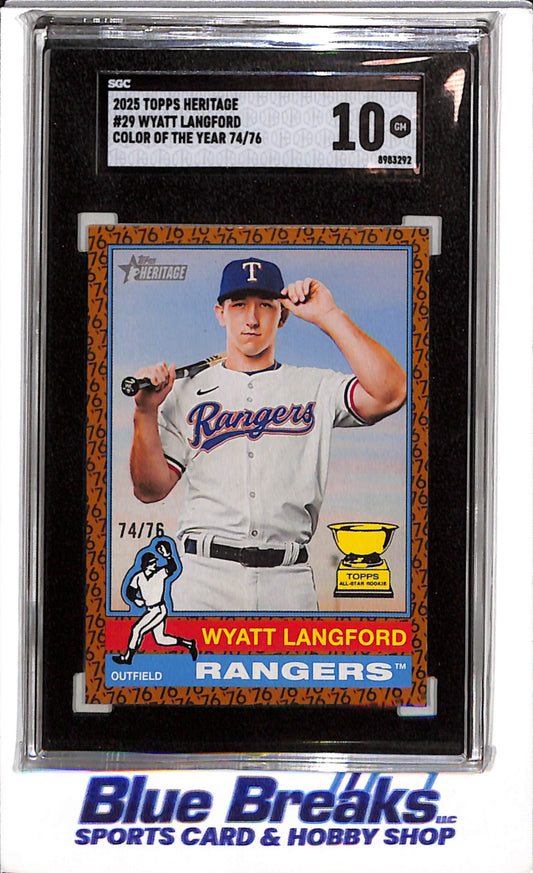 2025 Topps - Heritage - Color of the Year - Wyatt Langford - SCG10 - 74/76 - #29 - Baseball - Rangers