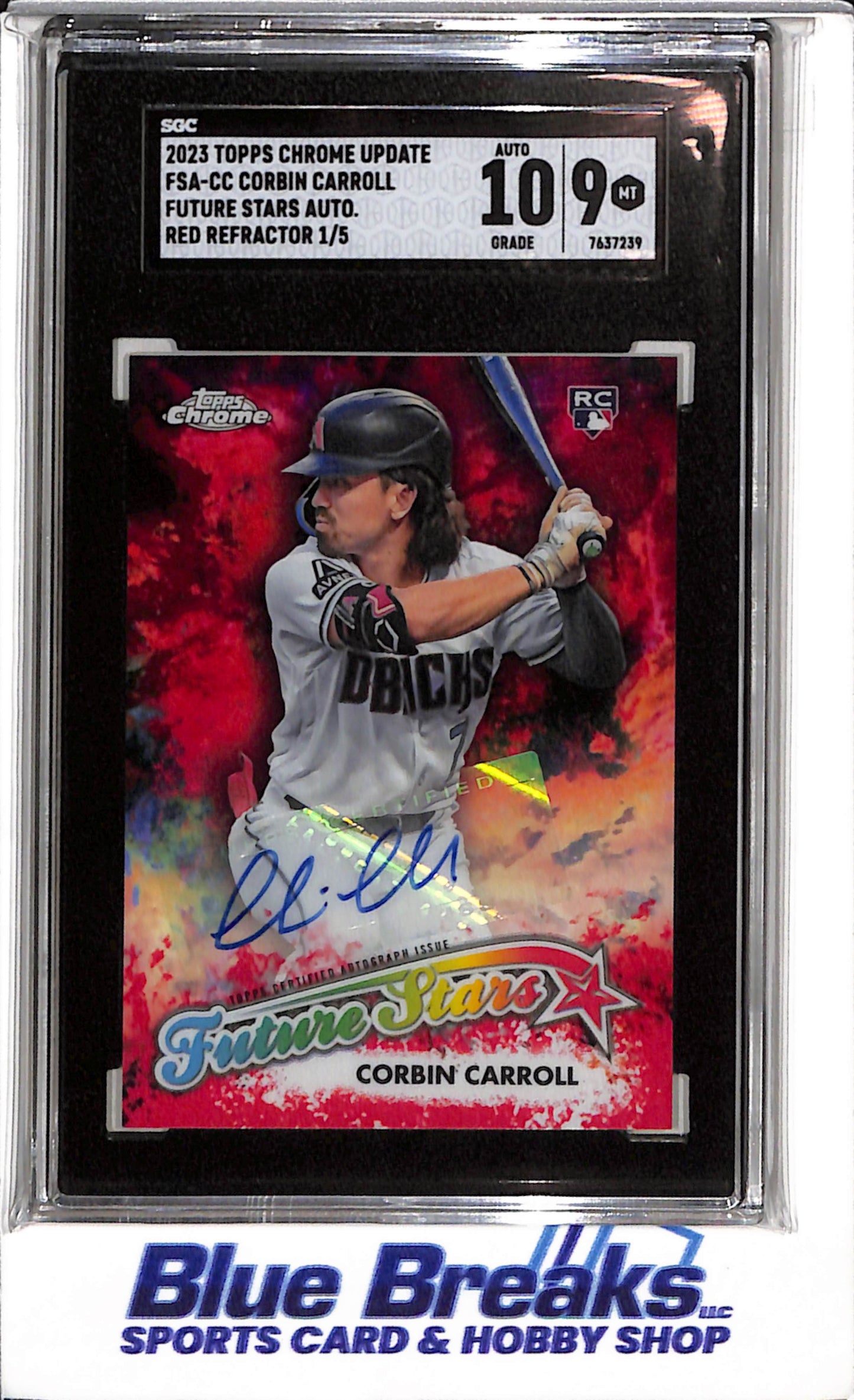 2023 Topps - Chrome Update - Future Stars Auto - Red Refractor - Corbin Carroll - SGC9 - 1/5 - #FSA-CC - Baseball - Diamondbacks - drop