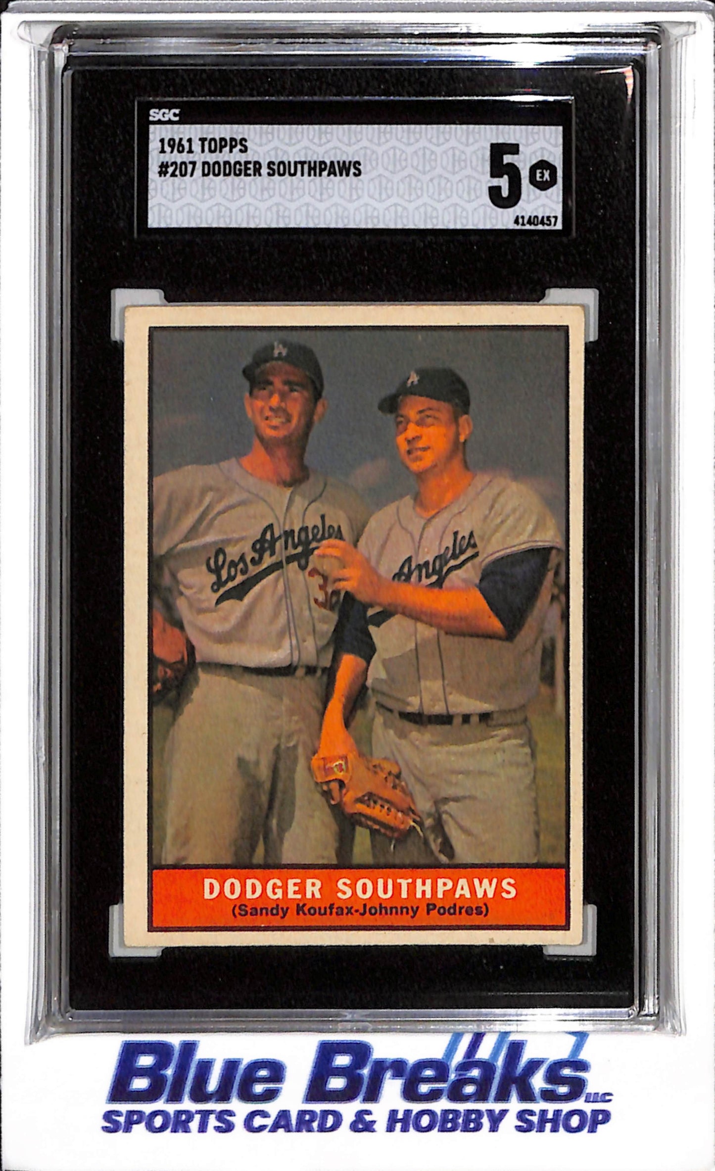 1961 Topps - Dodgers Southpaws - Sandy Koufax/Johnny Podres - SGC5 - #207 - Baseball - Dodgers - drop