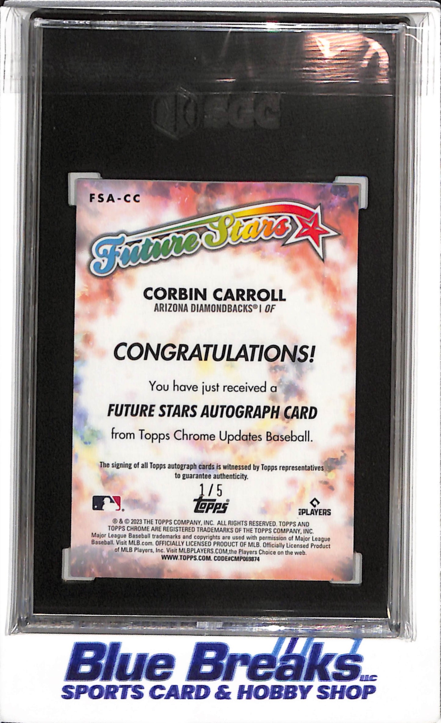 2023 Topps - Chrome Update - Future Stars Auto - Red Refractor - Corbin Carroll - SGC9 - 1/5 - #FSA-CC - Baseball - Diamondbacks - drop