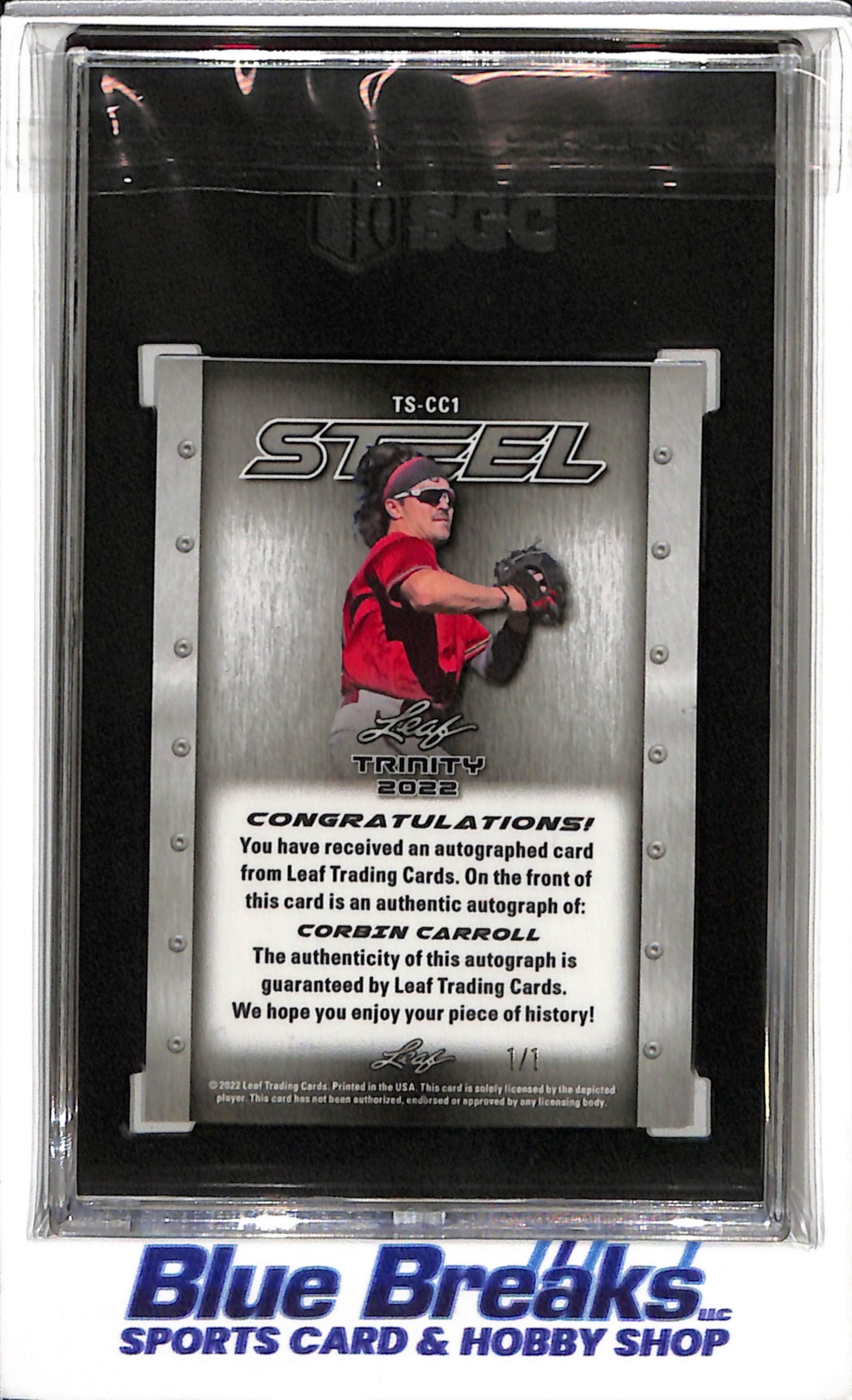 2022 Leaf - Trinity - Trinity Steel Autographed - Red - Corbin Carroll - SGC9 - 1/1 - #TS-CC1 - Baseball - Diamondbacks - drop