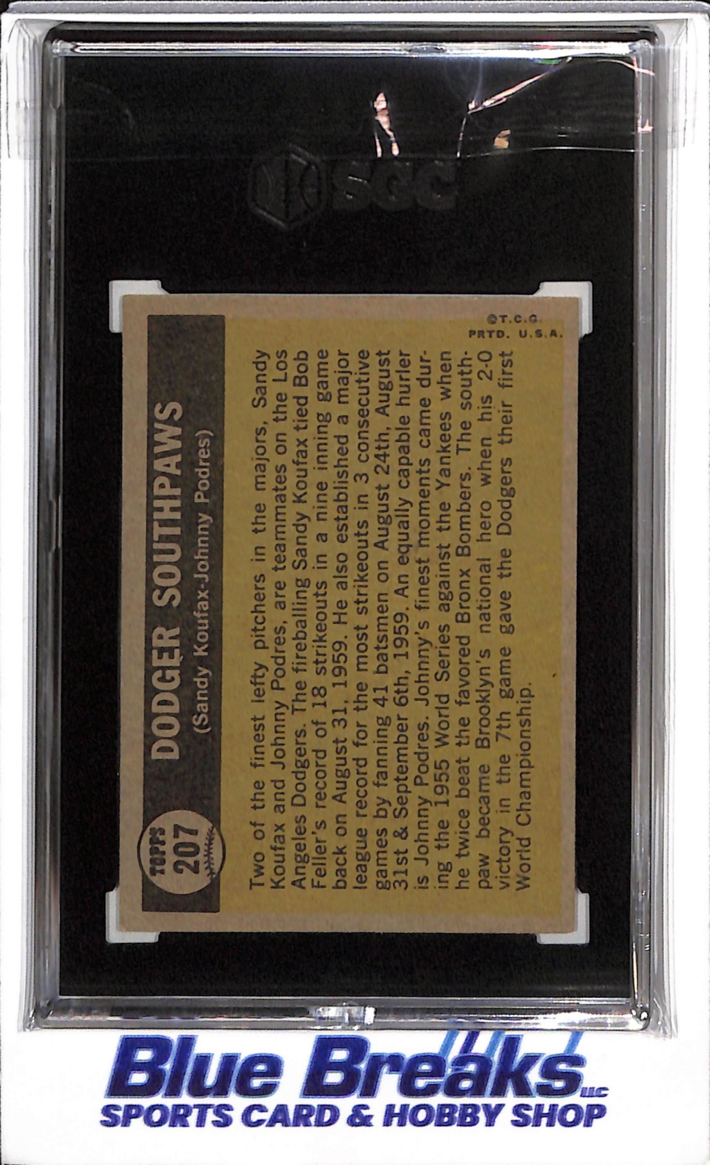 1961 Topps - Dodgers Southpaws - Sandy Koufax/Johnny Podres - SGC5 - #207 - Baseball - Dodgers - drop