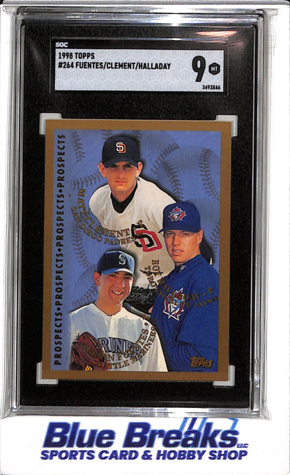 1998 Topps - Prospects - Fuentes/Clement/Halladay - #264 - Baseball - Mariners - Padres - Blue Jays - drop