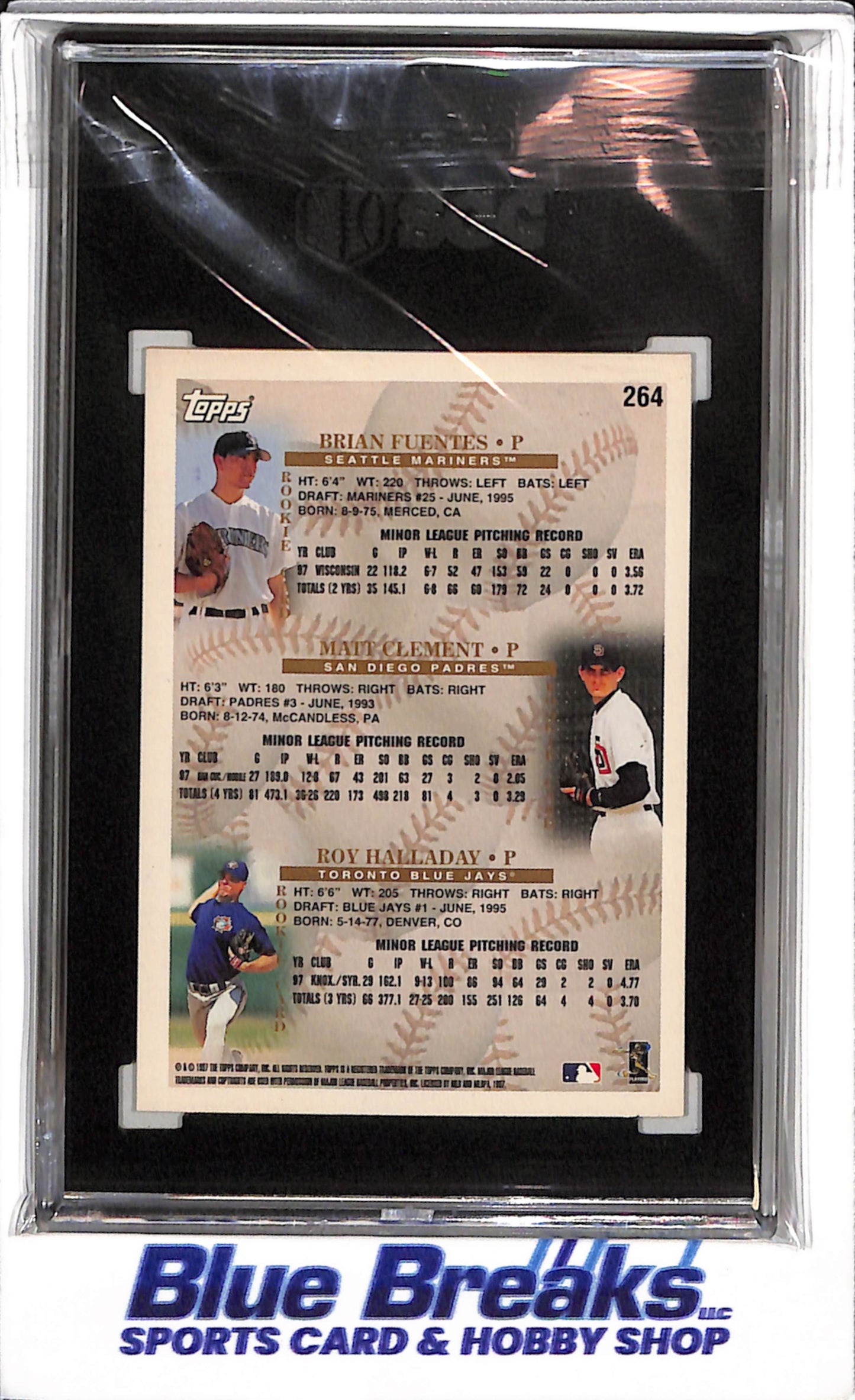 1998 Topps - Prospects - Fuentes/Clement/Halladay - #264 - Baseball - Mariners - Padres - Blue Jays - drop