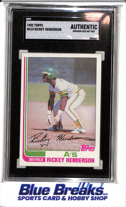 1992 Topps - Rickey Henderson - SCG Authentic - #610 - Baseball - A's - drop