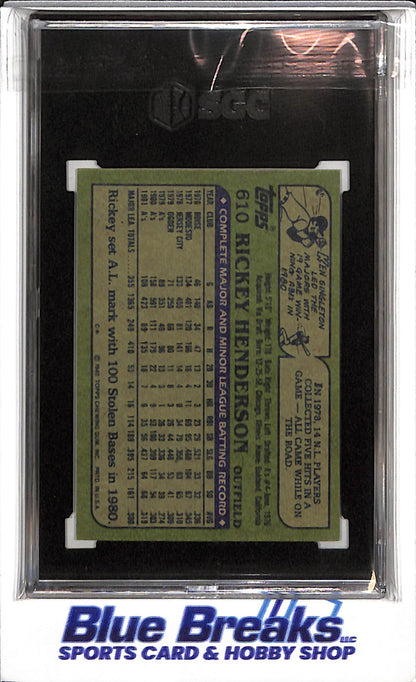 1992 Topps - Rickey Henderson - SCG Authentic - #610 - Baseball - A's - drop