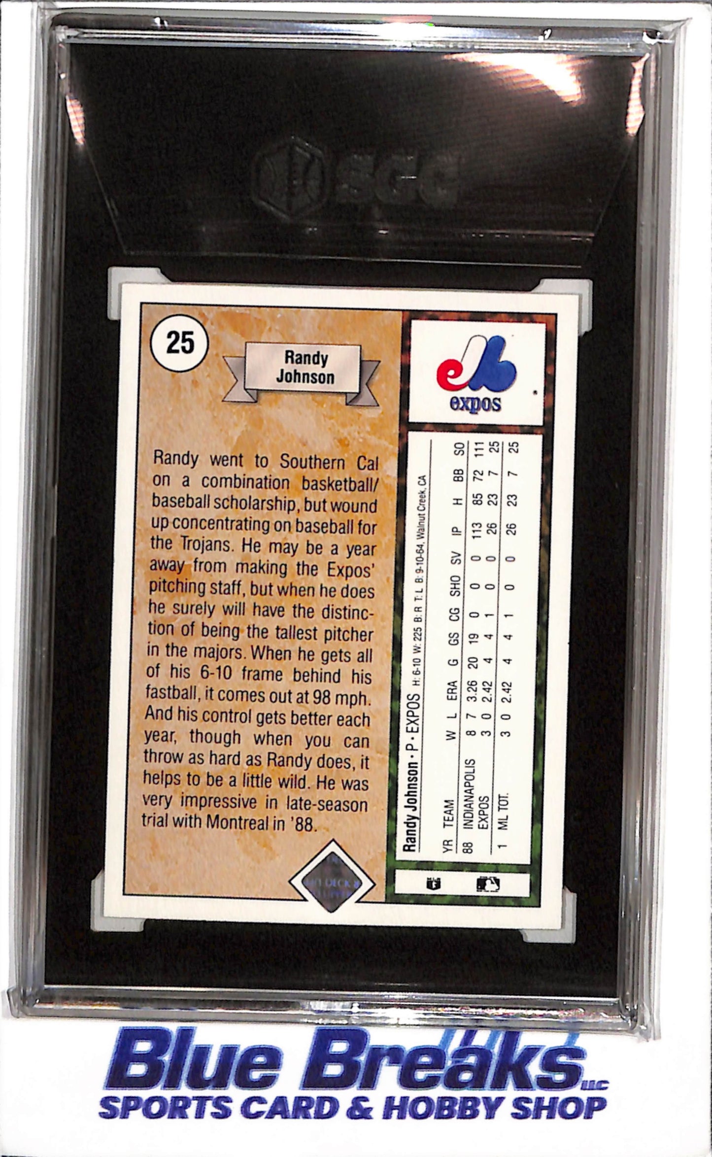 1989 Upper Deck - Rookie - Randy Johnson - SGC4.5 - #25 - Baseball - Giants - drop