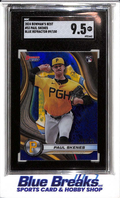 2024 Topps - Bowman's Best - Rookie Card - Blue Refractor - Paul Skenes - SGC9.5 - 089/150 - #53 - Baseball - Pirates - drop