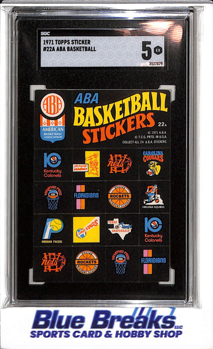 1971 Topps - Sticker - ABA Basketball Stickers - SGC5 - #22A - Basketball - drop