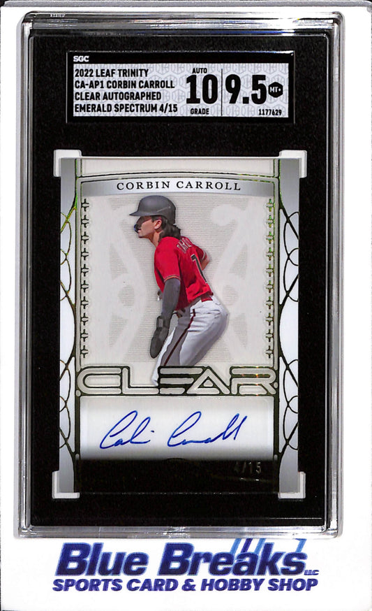 2022 Leaf - Trinity - Emerald Spectrum - Clear Auto - Corbin Carroll - SGC9.5 - 4/15 - #CA-AP1 - Baseball - Diamondbacks - drop