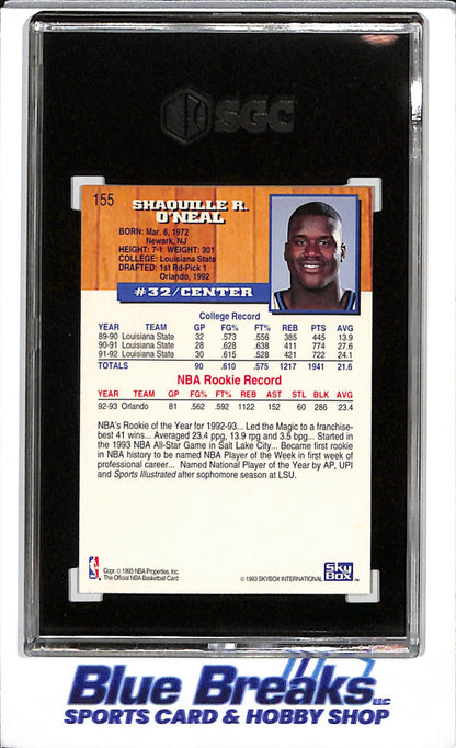 1993-94 NBA Hoops - 5th Anniversary Gold - Shaquille O'Neal - SGC9.5 - #155 - Basketball - Magic - drop