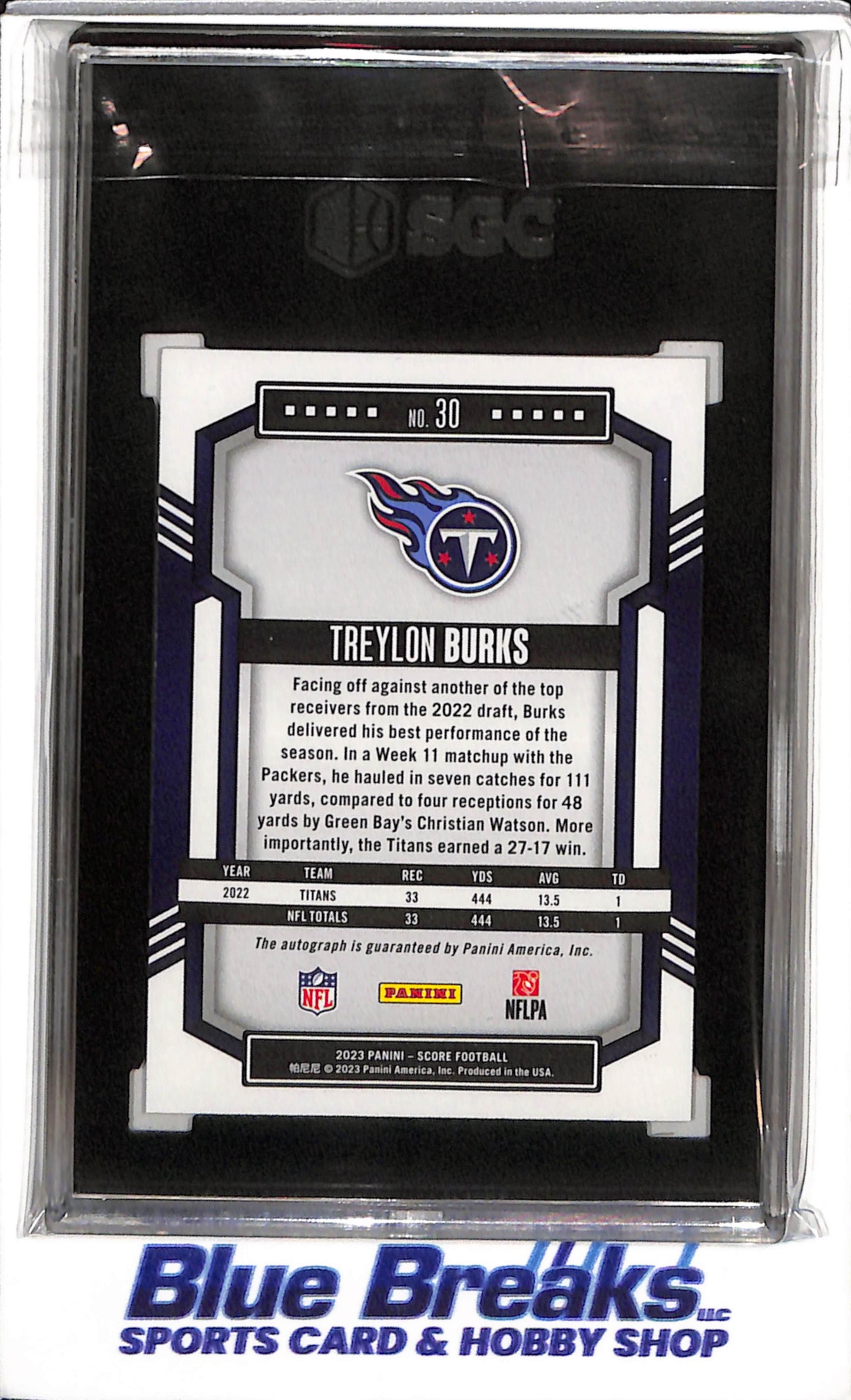 2023 Panini - Score - Auto - Treylon Burks - SGC9.5 - #30 - Football - Titans - drop