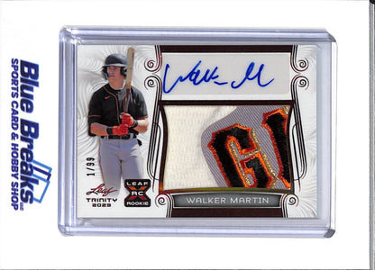 2023 Leaf - Trinity - Rookie Card - Auto/Relic - Walker Martin - 1/99 - #PA-WM2 - Baseball - Giants